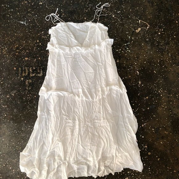 Tularosa Tie Front Midi Dress White Boho Ruffle L - Picture 5 of 6